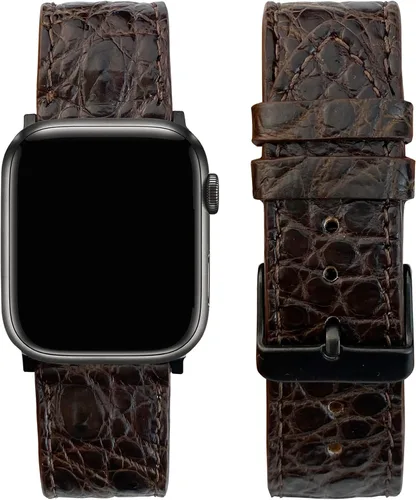 Vista 9 de AIIigator - Correa de reloj hecha a mano de cuero compatible con Apple Watch Ultra de 1.929 in 1.772 in 1.732 in 1.654 in 1.614 in 1.575 in 1.496 in