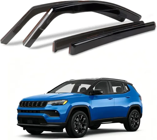 Vista 23 de Viseras de ventana compatibles con Wrangler JK de 4 puertas 2007-2018, protectores de lluvia negros en canal, 4 deflectores de ventana lateral