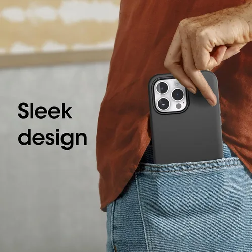 Vista 5 de OtterBox Funda para iPhone 14 Pro Max (SOLAMENTE) Symmetry Series+ - Negro, ultra elegante, se acopla a MagSafe, bordes elevados protegen la cámara