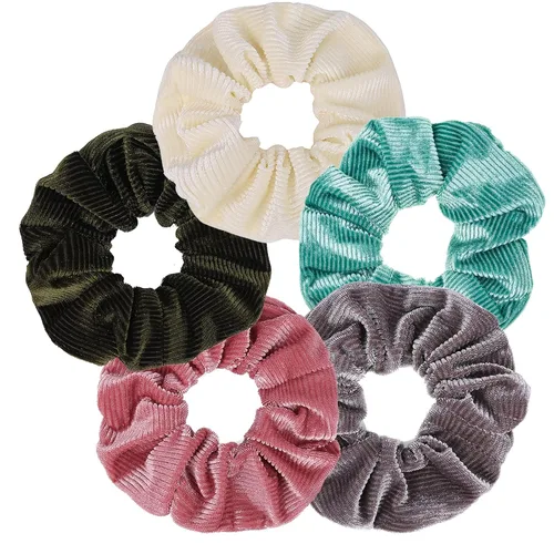 Vista 13 de Juego de bandas elásticas a cuadros azules - 5 bandas para el cabello tipo bandana para mujer