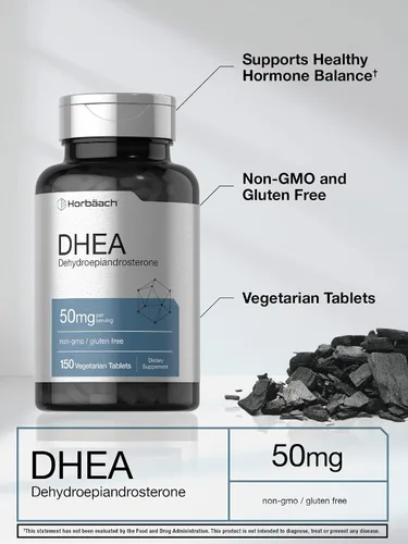 Vista 3 de Horbäach DHEA 50mg 150 tabletas Suplemento sin OMG, sin gluten