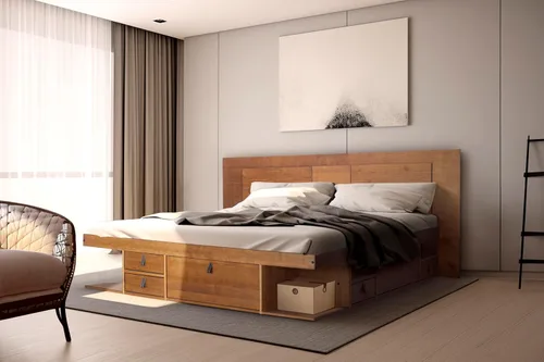 Vista 33 de Memomad Bali Set: Plataforma de almacenamiento con cajones + Cabecera con estantería (Tamaño individual, madera color marrón caramelo)