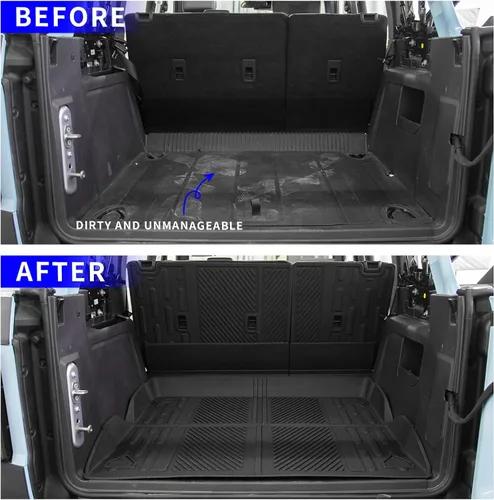 Vista 4 de Rongtaod Alfombrillas compatibles con Ford Bronco 2021-2025 2026 de 4 puertas, alfombrilla de carga, forro de carga, protector de asiento trasero