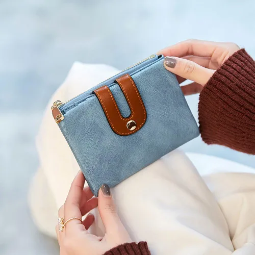 Vista 37 de AOXONEL Cartera pequeña de cuero plegable Rfid para mujer, con cremallera, bolsillo para tarjeta de identificación, delgada, compacta y delgada