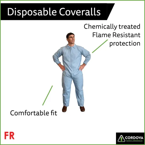 Vista 3 de Cordova FRC150 - Overol desechable, protección resistente al fuego, autoextinguible, para protección contra contaminantes y chispas, muñecas
