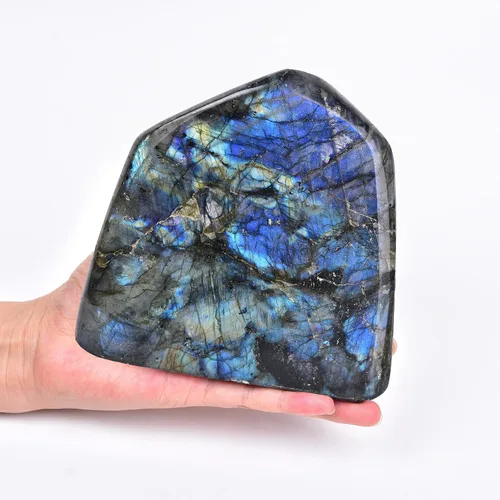 Vista 8 de AMOYSTONE Piedra decorativa única labradorita pulida losa cristal aura curación reiki decoración del hogar pequeña 0.8-1.3 libras