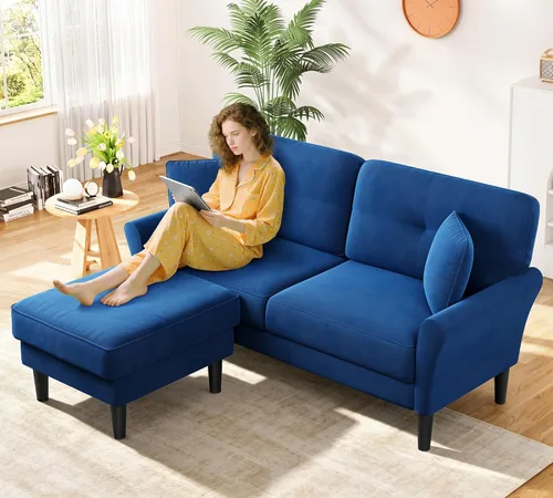 Vista 17 de Sofá biplaza de 69 pulgadas, sofás pequeños de terciopelo para espacios pequeños, sofás de dos plazas con 2 almohadas, sofás de dos plazas