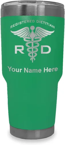 Vista 21 de LaserGram Vaso aislado al vacío de 20 onzas, dietista registrado RD, grabado personalizado incluido (negro)