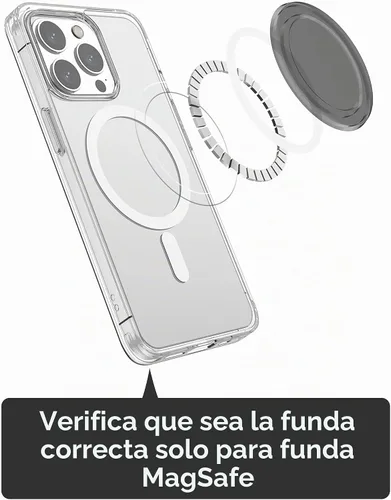 Vista 3 de metisinno Base magnética compatible con agarres de teléfono PopSocket y fundas MagSafe para iPhone, color negro translúcido