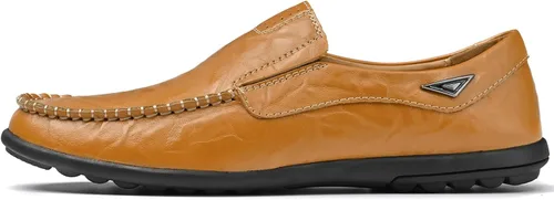 Vista 3 de LUODENGLANG Mocasines de cuero genuino de primera calidad para hombre, zapatos casuales sin cordones para conducir, mocasines para hombre, ligeros