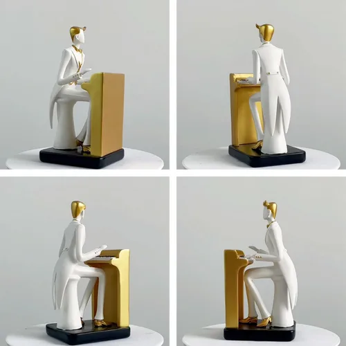 Vista 4 de HAUCOZE Estatua de músico, escultura de piano, decoración musical, regalo para amantes de la música, para estudio, sala de estar, oficina, 10