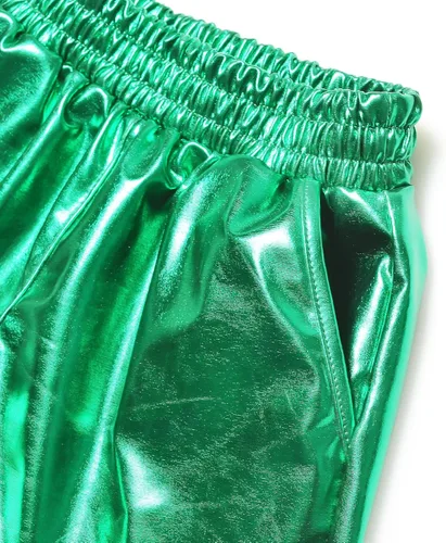 Vista 3 de Perfashion Pantalones cortos metálicos para niñas, pantalones y gafas de sol brillantes para fiestas