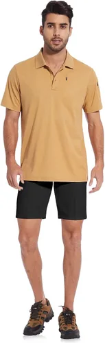 Vista 5 de Casei Polo para hombre, de secado rápido, para deportes al aire libre, camiseta de golf para hombre, camiseta de rendimiento táctica, polo de manga