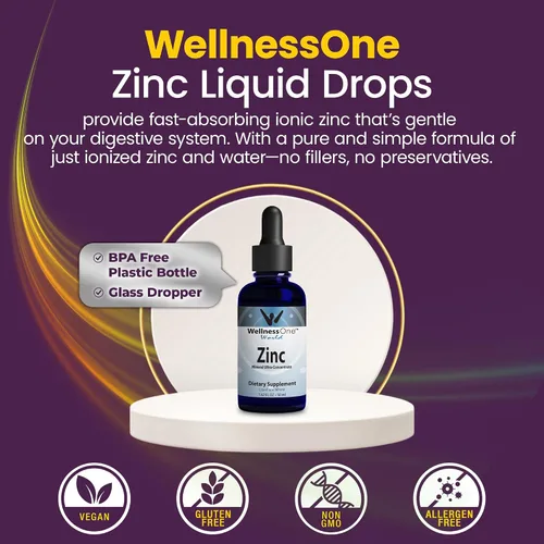 Vista 4 de WellnessOne Gotas de zinc líquido iónico para apoyo a la inmunidad, suplementos líquidos de zinc altamente absorbibles para niños y adultos, probado