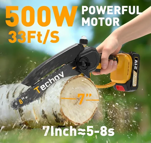 Vista 4 de Mini motosierra eléctrica 2 en 1 de 8 y 6 pulgadas, inalámbrica, portátil, para sierras de poste a pilas Makita, sierra de mano pequeña con 2