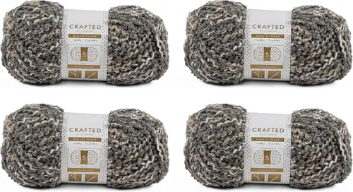 Vista 8 de Crafted By Catherine Boucle - Ovillo de tweed – Paquete de 2 (153 yardas cada madeja), gris, calibre 5 voluminoso
