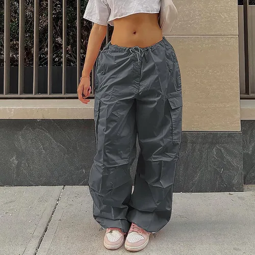 Vista 2 de Pantalones deportivos de algodón ligero y suave para mujer, cintura alta, para entrenamiento, yoga, pantalones deportivos con bolsillos