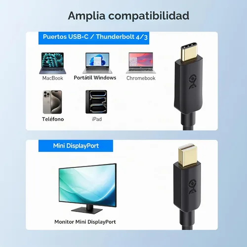 Vista 5 de Cable Matters Cable USB C a Mini DisplayPort 4K unidireccional, 6 pies