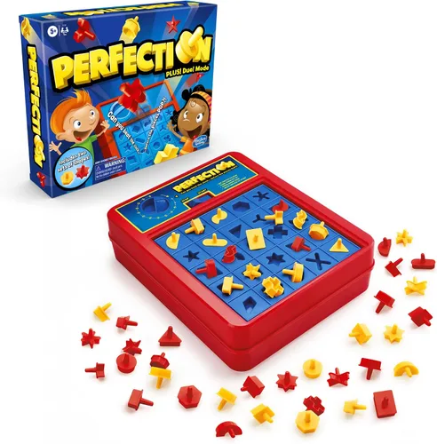 Vista 2 de Hasbro Gaming Perfection Plus 2-Jugador Modo Duelo Formas y Piezas Emergentes Edades 5 y Más (Exclusivo de Amazon)