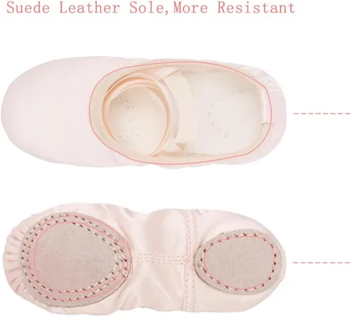 Vista 3 de Stelle Zapatos de ballet para niñas pequeñas, zapatillas de ballet de saténpurpurina para bailar (bebépequeñoniños grandes)