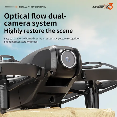 Vista 5 de Mini dron con doble cámara HD, protección de seguridad de hélice con 3 velocidades ajustables, modo sin cabeza, despegue/aterrizaje con una tecla