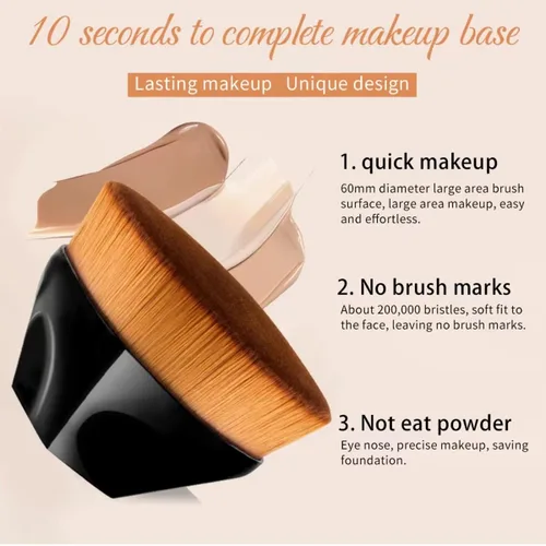 Vista 3 de Brochas de maquillaje, cepillo mágico de maquillaje facial, cepillo de maquillaje plano de alta densidad para polvo impecable, mezcla de cosméticos