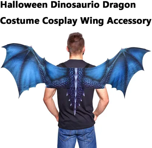 Vista 2 de Bokeley Halloween alas de dragón, Fantasía Halloween Mardi Gras Disfraz Cosplay Animal alas cola accesorio para adolescentes o adultos