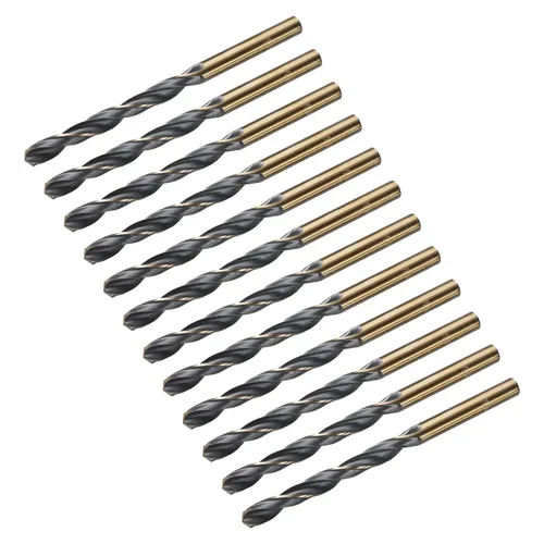 Vista 48 de uxcell Brocas Jobber de 0.118 in (0,118 pulgadas) de nitruro negro y oro recubierto de titanio M2 de alta velocidad (HSS) Brocas helicoidales