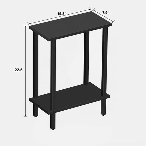 Vista 3 de TUTOTAK Mesa auxiliar pequeña, mesa de extremo estrecho, mesa de sofá delgada, mesita de noche delgada, mesa de sofá, sala de estar, dormitorio Negro