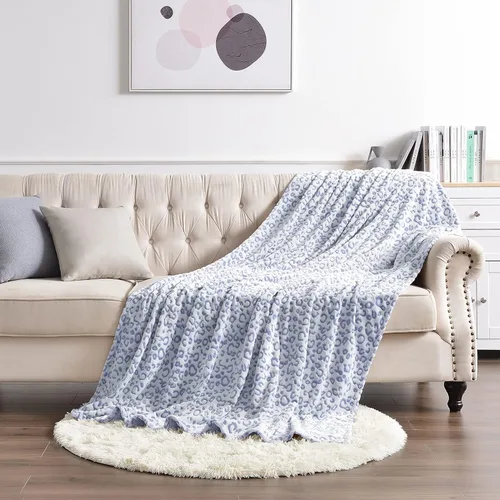 Vista 2 de PLEASANT BOULEVARD Manta de Vellón con Estampado de Leopardo, Colcha de Microfibra de Felpa Premium Liviana Acogedora y Cálida para Sofá, Diván
