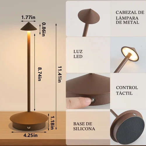Vista 6 de Paquete de 2 lámparas de mesa inalámbricas recargables LED, portátiles de exterior, 5000 mAh, operadas con batería, luz de mesa con control táctil