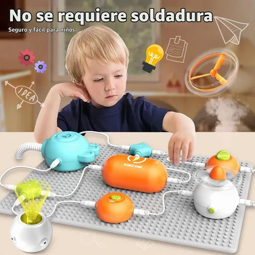 Vista 4 de Kits de ciencia para niños de 8 a 12 años, kit de circuito electrónico de Bloques de construcción de circuitos, kit de placa de circuito, kit