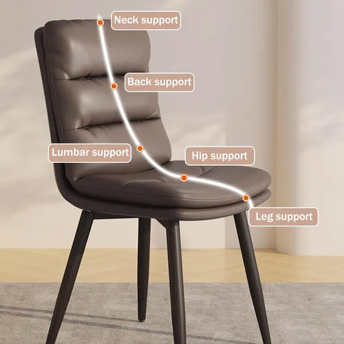 Vista 5 de Upholstered Dining Chairs Set of 4, Leather Kitchen Chair with Metal Legs, Dining Room Kitchen Chair with Back for Brown