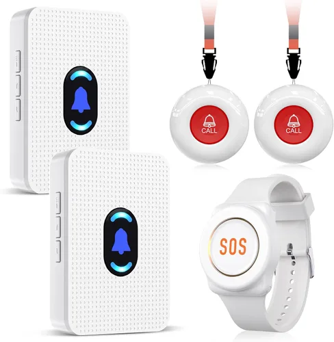 Vista 9 de Daytech Botón de llamada inalámbrico del localizador del cuidador para ancianos en el hogar Sistemas de alerta de vida para personas mayores