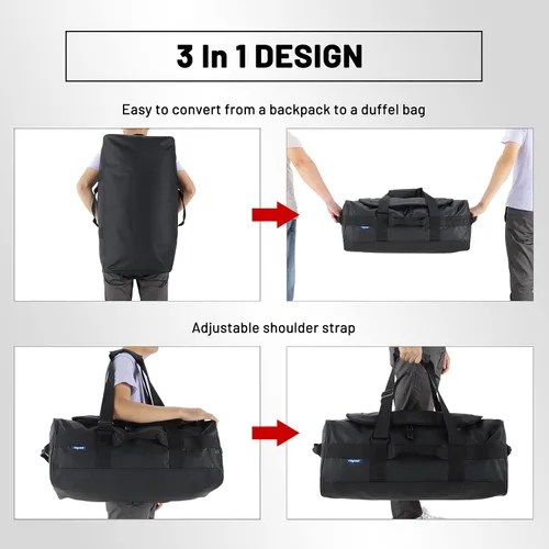 Vista 6 de Nepest Mochila de lona grande, resistente al agua de 3 vías, bolsa de lona para gimnasio con compartimento para zapatos para entrenamiento deportivo
