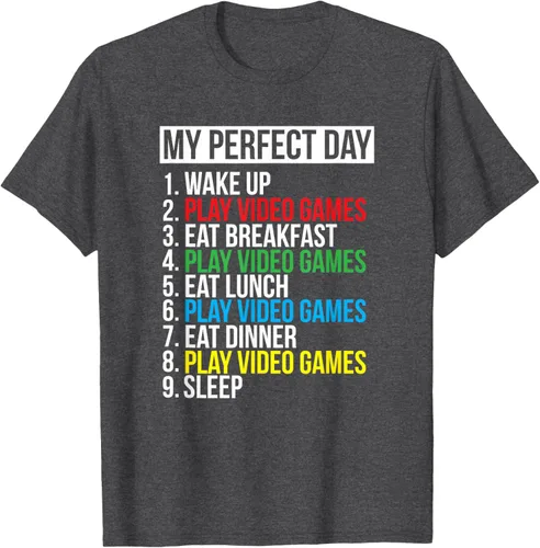 Vista 30 de My Perfect Day" - Camiseta negra de ajuste clásico, cuello redondo, manga corta, poliéster y algodón, Negro