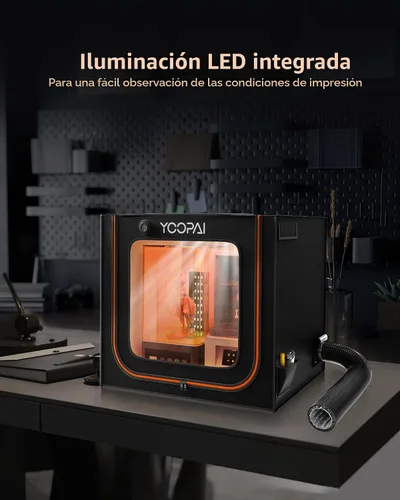 Vista 4 de Caja grande de resina para impresora 3D con kit de ventilación, luz LED, impresión 3D, cubierta ventilada para tienda de campaña, elimina olores, a