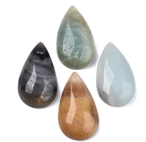 Vista 3 de Beadthoven - 10 cuentas de piedra natural con forma de lágrima natural, gota de agua de amatista, sin agujero, cuentas de piedra de cristal curativo