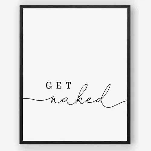 Vista 5 de YYDESN Letreros divertidos de baño con texto en inglés «Get Naked Print» (8 x 10 pulgadas)