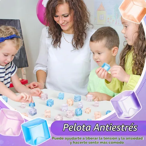 Vista 6 de Poen 50 mini bolas de cubitos de hielo de 0.7 pulgadas Fidget Toys Color elegante