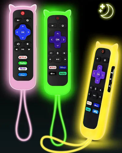 Vista 8 de 3Pcs Remote Cover for Roku with Cat Ears Design, Silicone Skin Case Compatible with Hisense/TCL Roku TV, Steaming Stick/Express, Universal