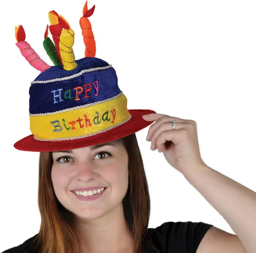 Vista 2 de Beistle Gorro de peluche para pastel de feliz cumpleaños