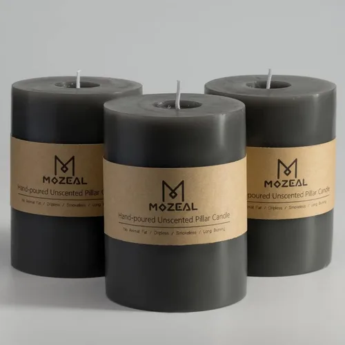 Vista 79 de MOZEAL Juego de 3 velas sin perfume vertidas a mano de 3 x 6 pulgadas, velas tipo pilar sin goteo, combustión de larga duración, aproximadamente 120