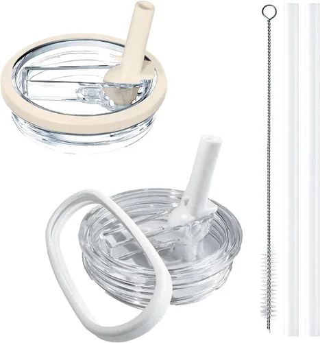 Vista 8 de Stanley - Paquete de 2 tapas abatibles con popote Stanley, a prueba de fugas, accesorios Stanley para vasos Stanley Quencher H2.0 de 40 onzas beige