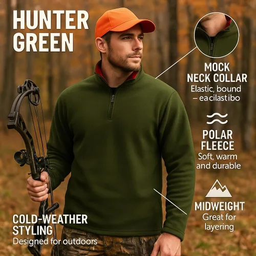 Vista 5 de JH DESIGN GROUP Sudadera Pullover Térmica de Forro Polar con Cremallera de un Cuarto para Hombre de Manga Larga Suéter de Peso Medio en 6