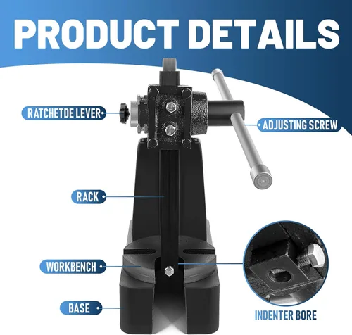 Vista 4 de 2 Ton Manual Arbor Press, Heavy Duty Cast Iron Press with Ratchet Lever & Reversible Ram, Adjustable Non-Slip Lever Press Machine for Metalworking