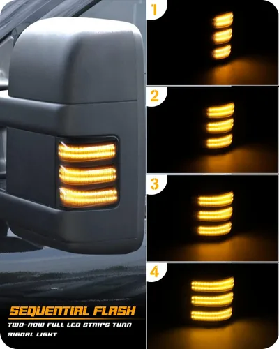 Vista 5 de Luces de espejo secuencial Switchback de señalización lateral, luces intermitentes ahumadas compatibles con Ford F150 2013-2014 2008-2016