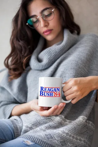 Vista 4 de Reagan Bush 84 tazas de café de cerámica PB107 (11 oz.)