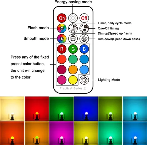 Vista 4 de Yangcsl Bombilla LED E12 con base de candelabro RGB que cambia de color con control remoto (paquete de 6)