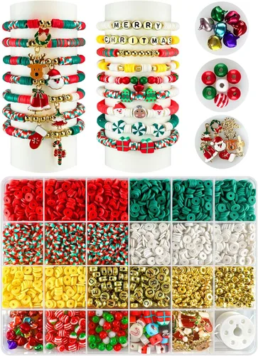 Vista 16 de ClaBead Kit de 6300 cuentas de arcilla para hacer pulseras para adultos, 24 colores, cuentas de arcilla de 0.236 pulgadas para hacer joyas